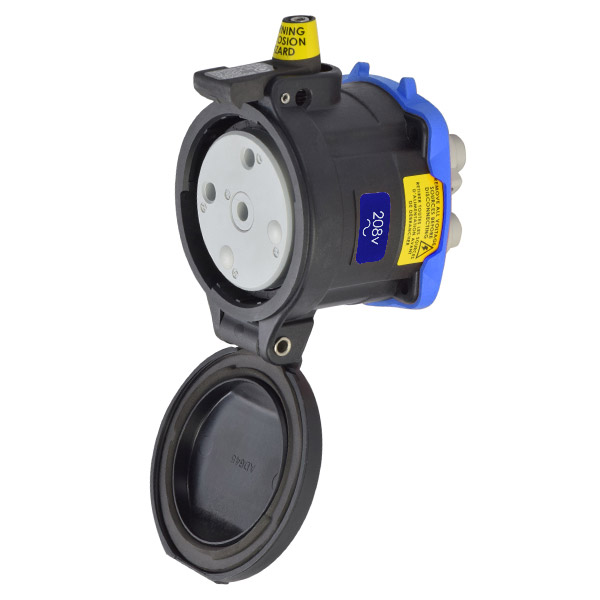 35-64232-C-K16-HAZ - DS100C RECEPTACLE POLY BLACK SIZE 4 TYPE 4X 2P+G 100A 208 VAC 60 Hz NO AUX